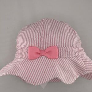 Pink Striped Kids Sun Hat with Bow